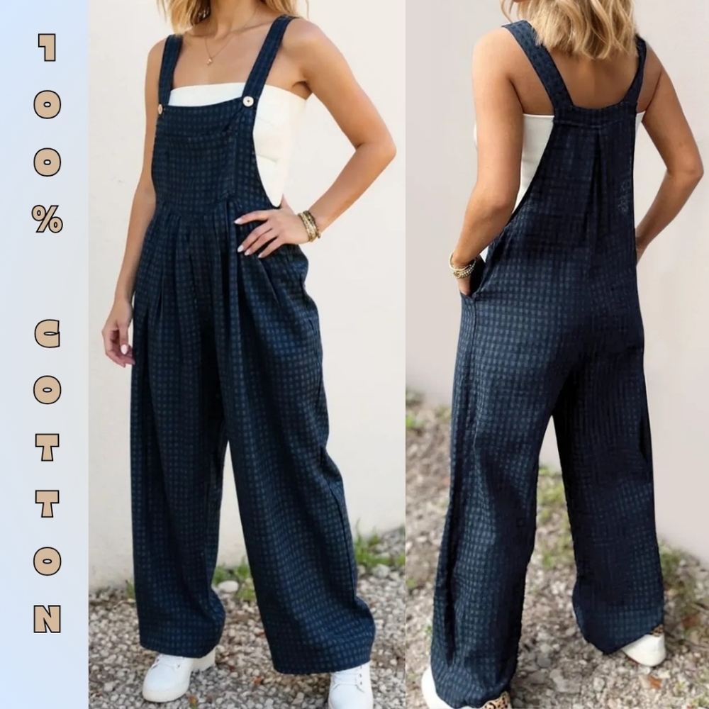 100% Cotton Midnight Plaid Overalls